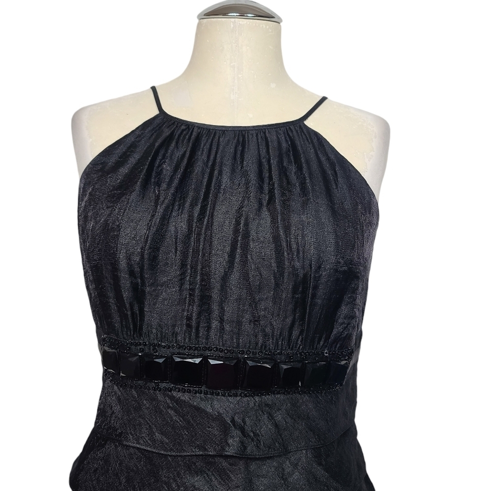 Cache Black Ruffle Tiered Sleeveless Back Zip Dress 8 - Picture 2 of 9